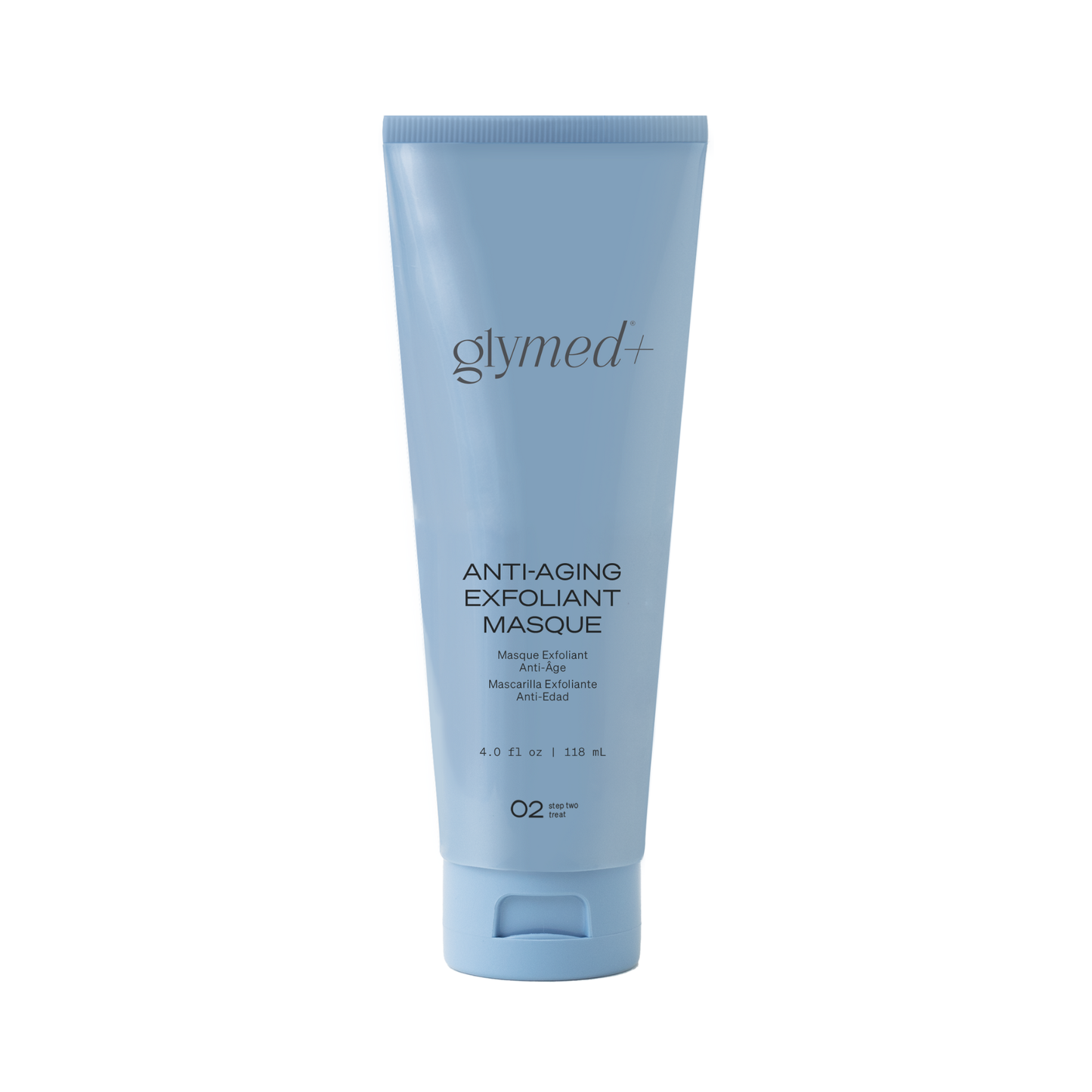 Glymed+ anti-aging exfoliant masque tube on a white background