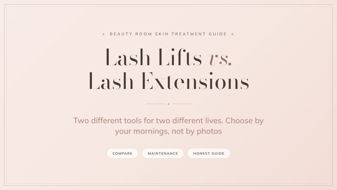 Lash lifts versus lash extensions guide cover, Beauty Room Skin Treatment Guide
