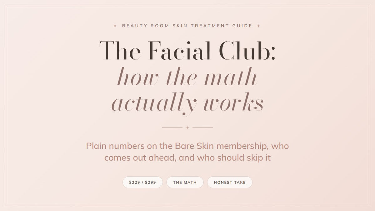Bare Skin Facial Club membership math cover, Beauty Room Skin Treatment Guide