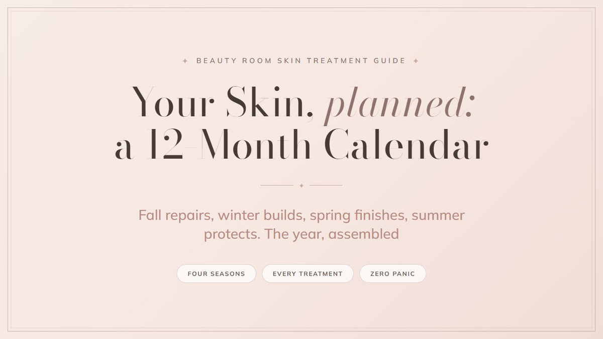 Twelve month skin treatment calendar cover, Beauty Room Skin Treatment Guide