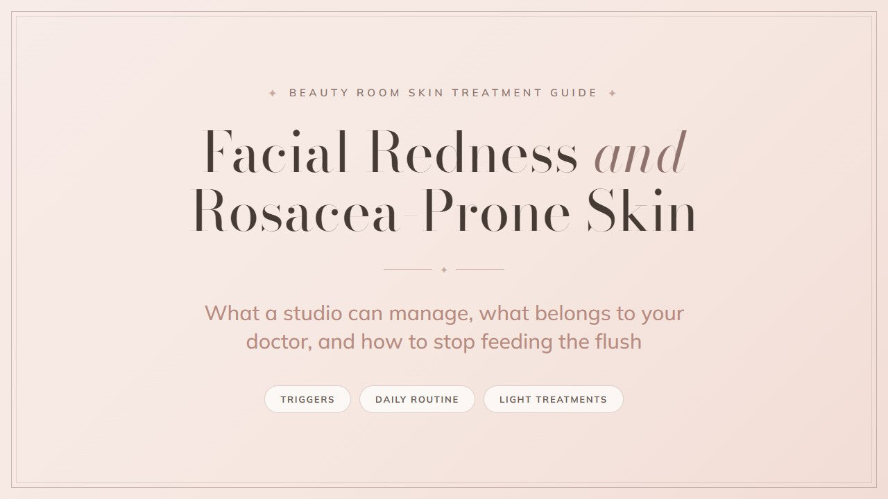 Facial redness and rosacea-prone skin guide cover, Beauty Room Skin Treatment Guide