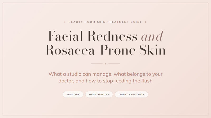 Facial redness and rosacea-prone skin guide cover, Beauty Room Skin Treatment Guide