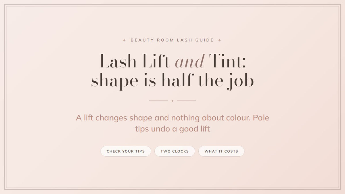 Lash lift and tint: shape is half the job. Beauty Room lash guide