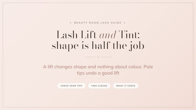 Lash lift and tint: shape is half the job. Beauty Room lash guide