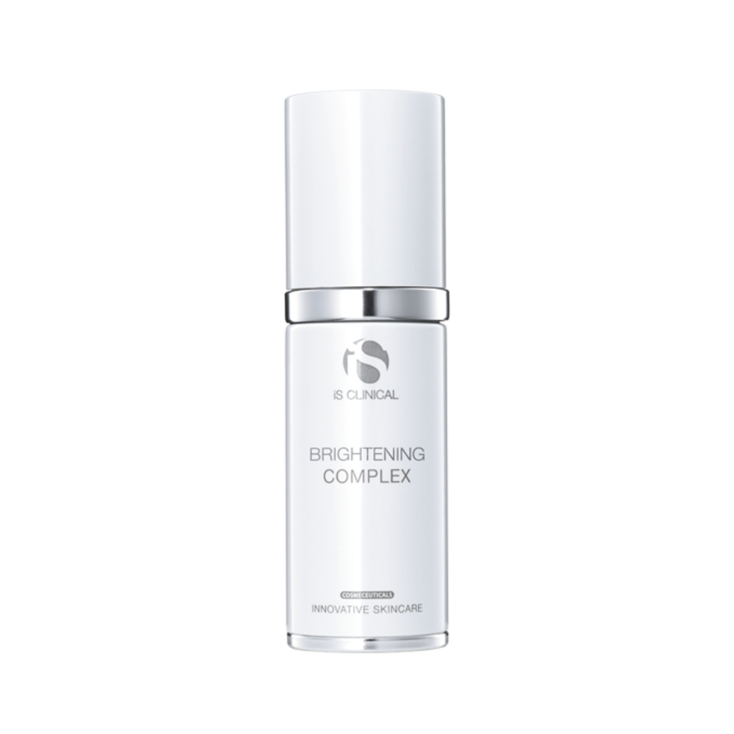 Skincare bottle labeled 'Brightening Complex' on a white background