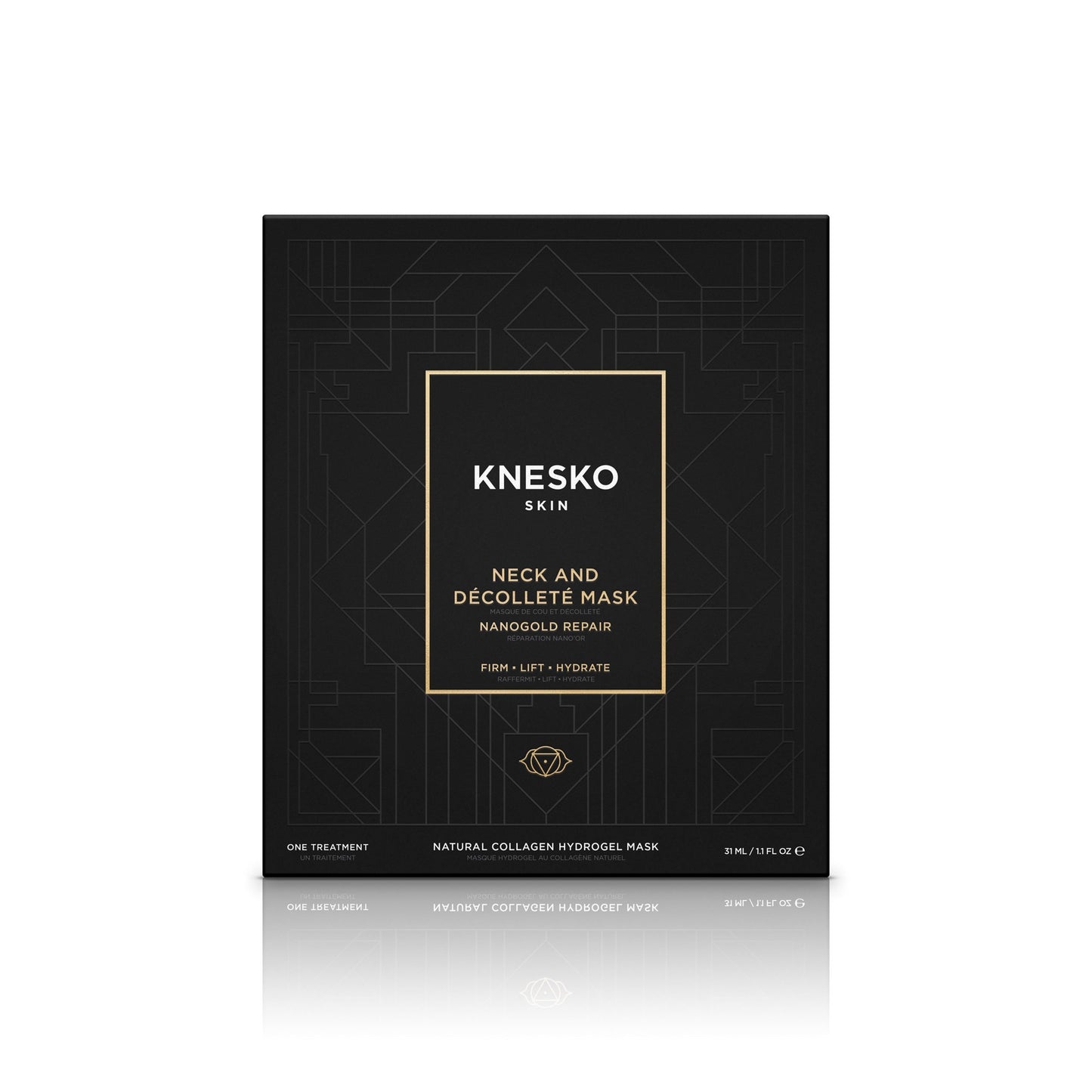 Knesko neck and decolletage mask packaging on a white background