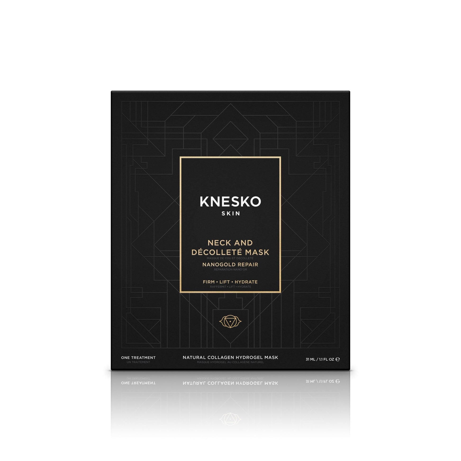 Knesko neck and decolletage mask packaging on a white background