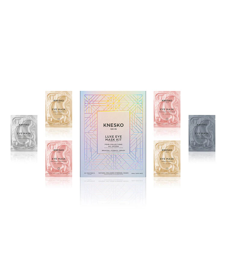 Knesko Luxe Eye Mask Kit with individual mask packages on a white background