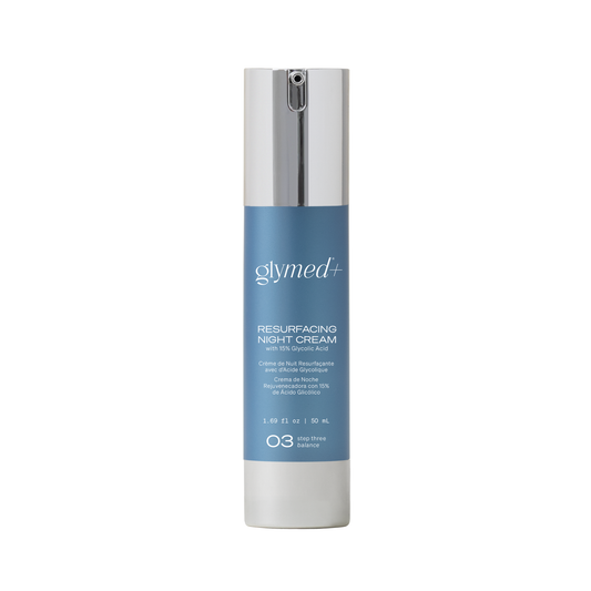 Glymed+ resurfacing night cream bottle on a white background